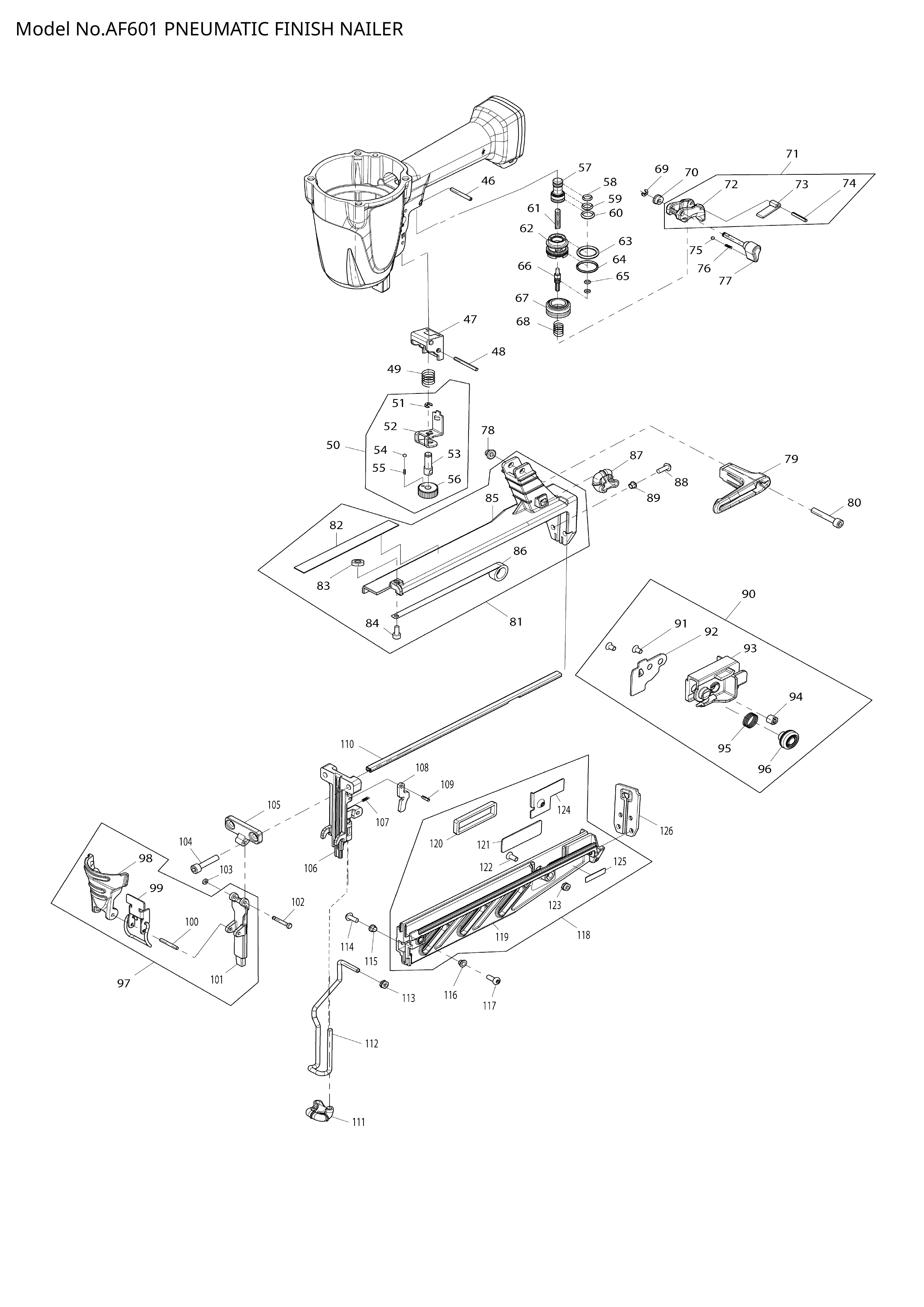 Makita AF601 — сборочный чертёж, лист 2, деталь HY00000410 поз. 017