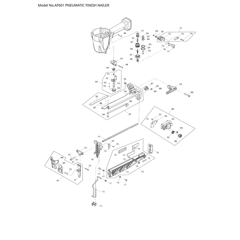 Makita AF601 — сборочный чертёж, лист 2, деталь HY00000560 поз. 087
