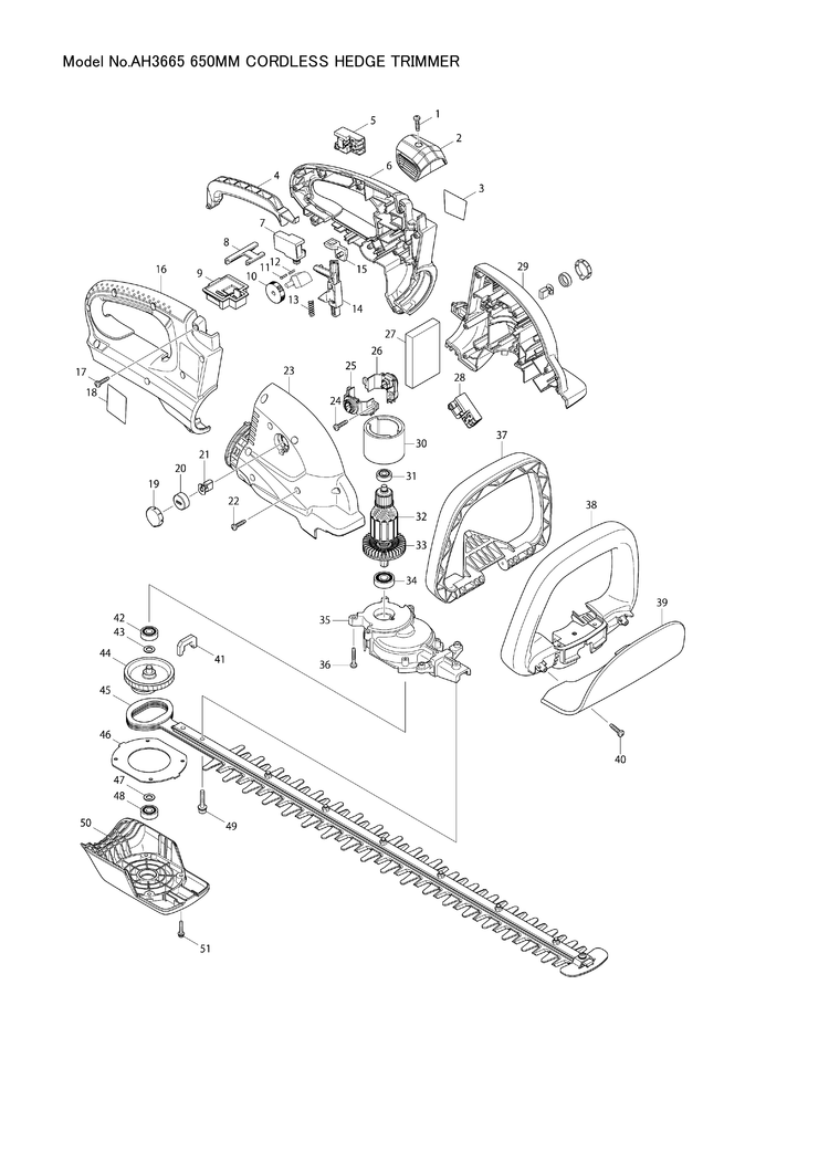 Makita AH3665 — сборочный чертёж, лист 1, деталь 650635-3 поз. 005