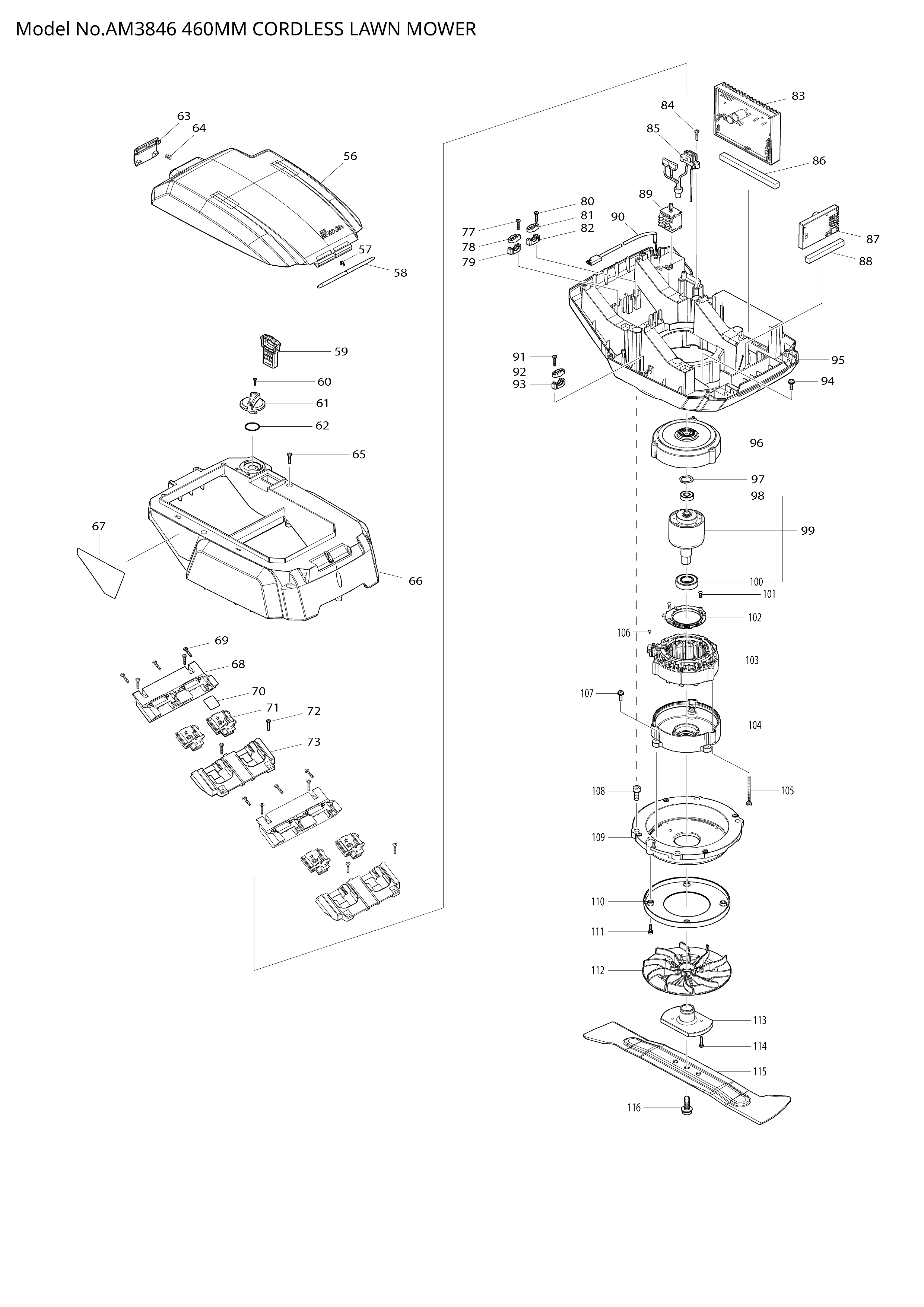 Makita AM3846 — сборочный чертёж, лист 2, деталь 459875-8 поз. 215