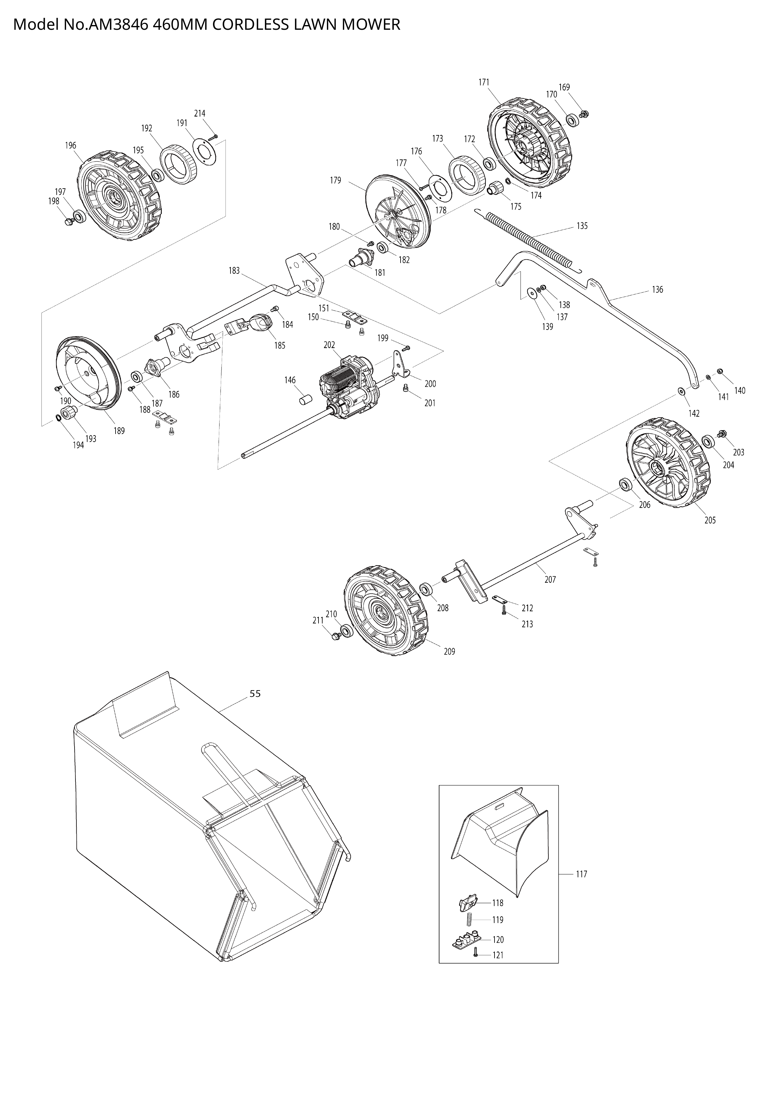 Makita AM3846 — сборочный чертёж, лист 4, деталь 459875-8 поз. 215