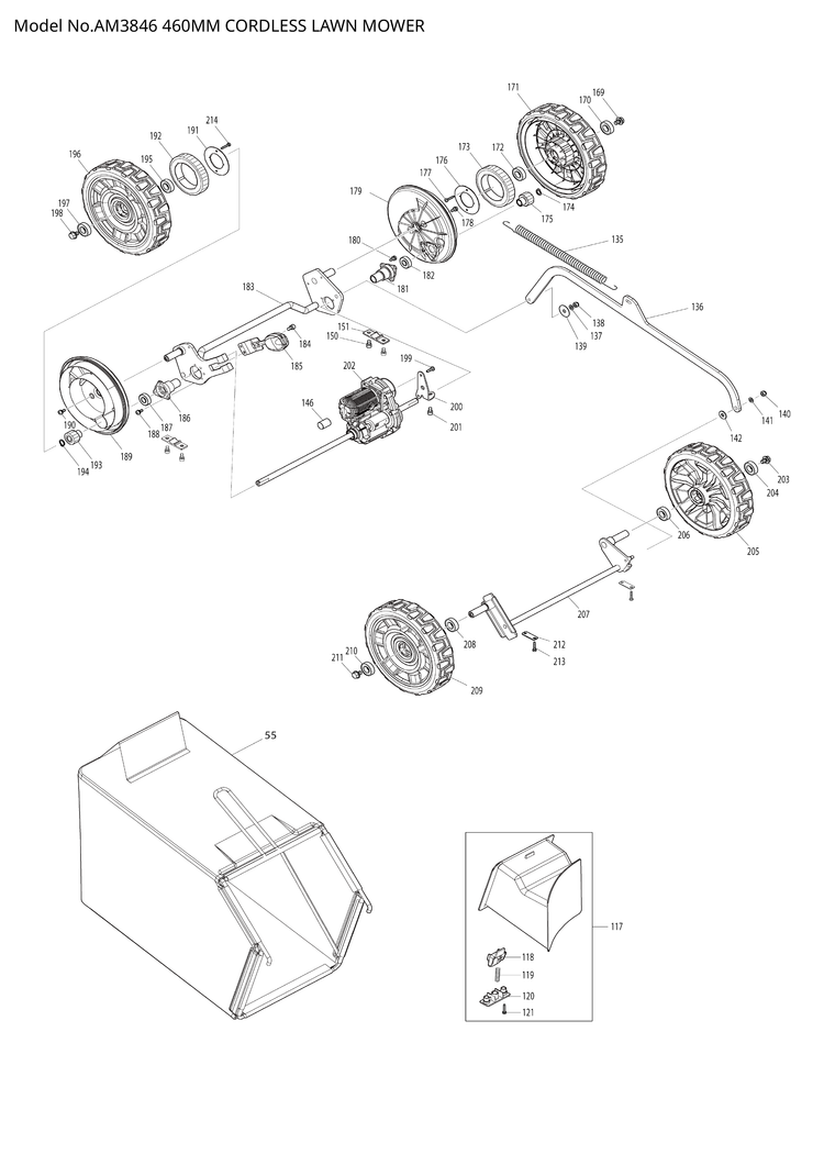 Makita AM3846 — сборочный чертёж, лист 4, деталь 459875-8 поз. 215