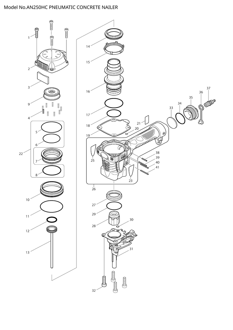 Makita AN250HC — сборочный чертёж, лист 1, деталь 413105-1 поз. 033