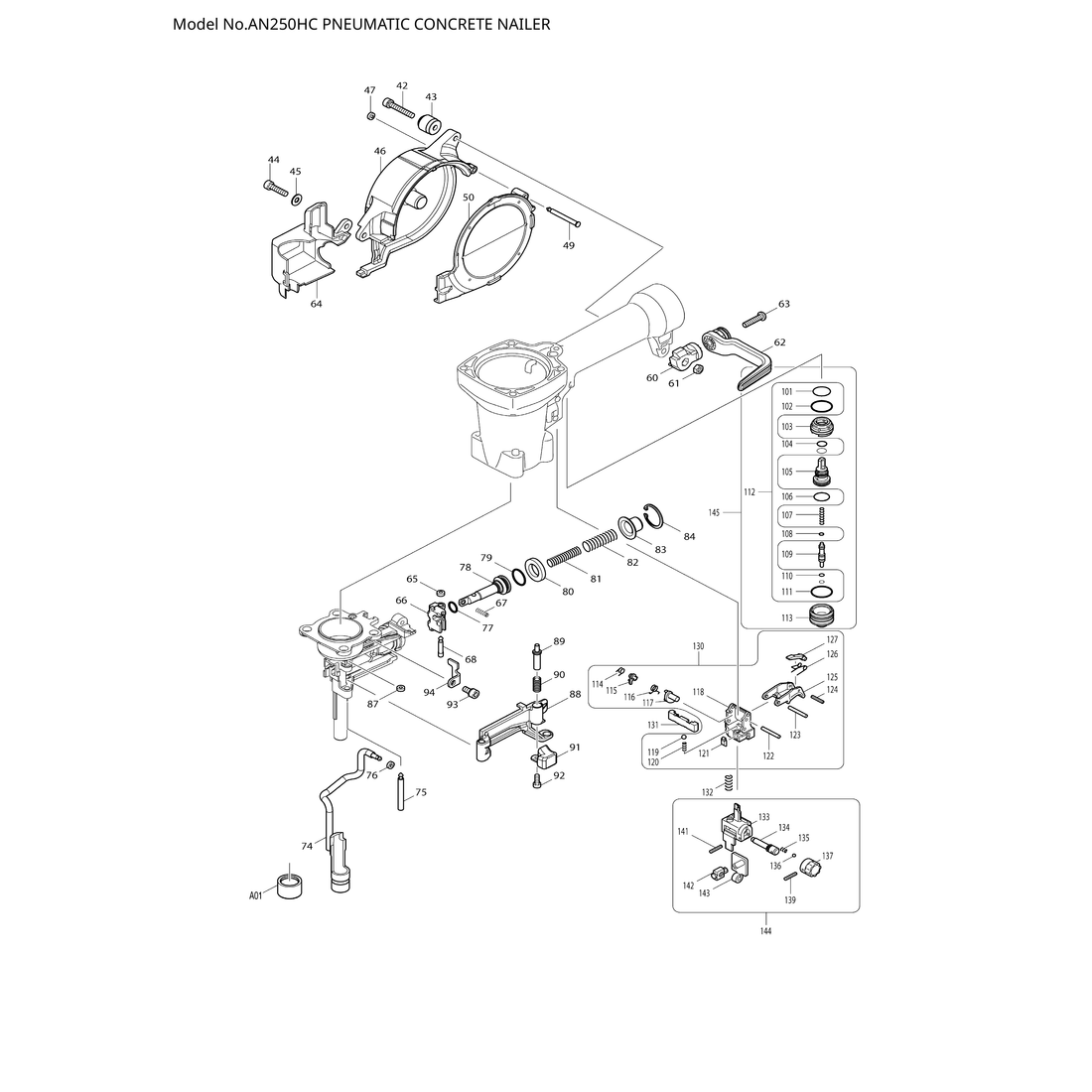 Makita AN250HC — сборочный чертёж, лист 2, деталь 413112-4 поз. 003