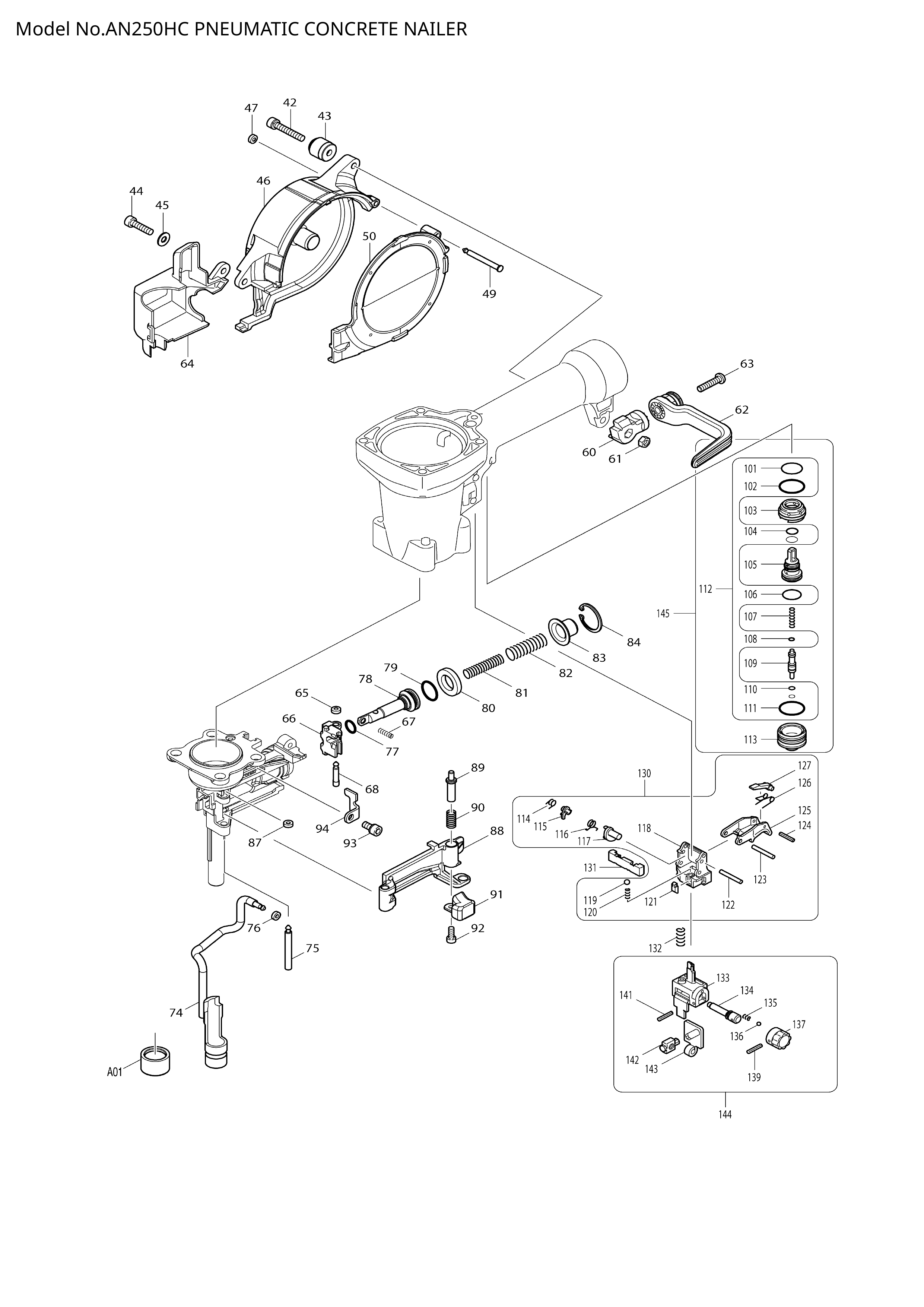 Makita AN250HC — сборочный чертёж, лист 2, деталь 413105-1 поз. 033