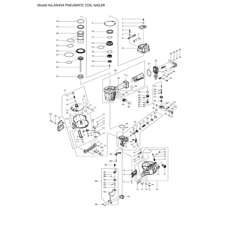 Makita AN454 — сборочный чертёж, лист 1, деталь HY00000402 поз. 022