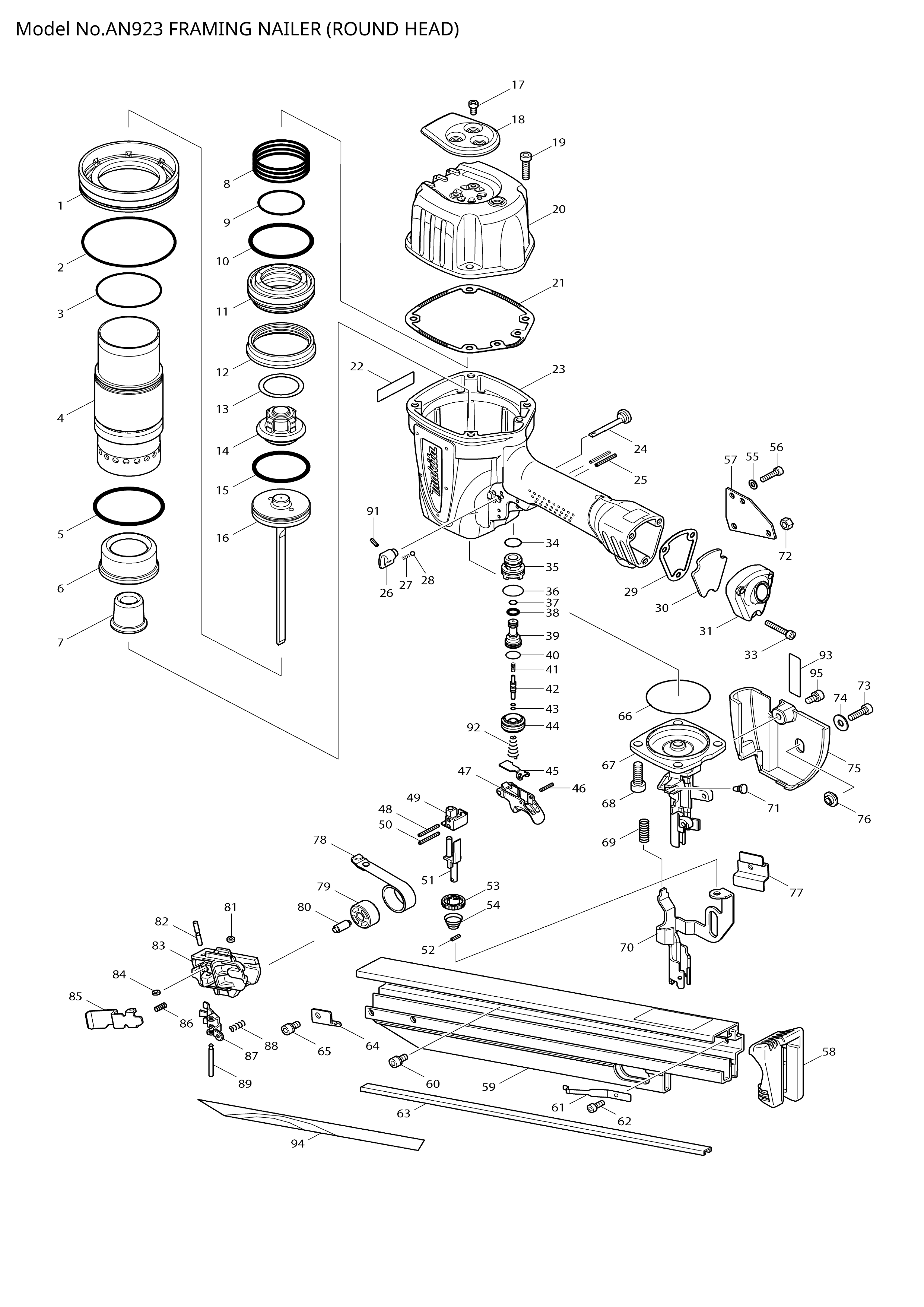 Makita AN923 — сборочный чертёж, лист 1, деталь 419356-4 поз. 030
