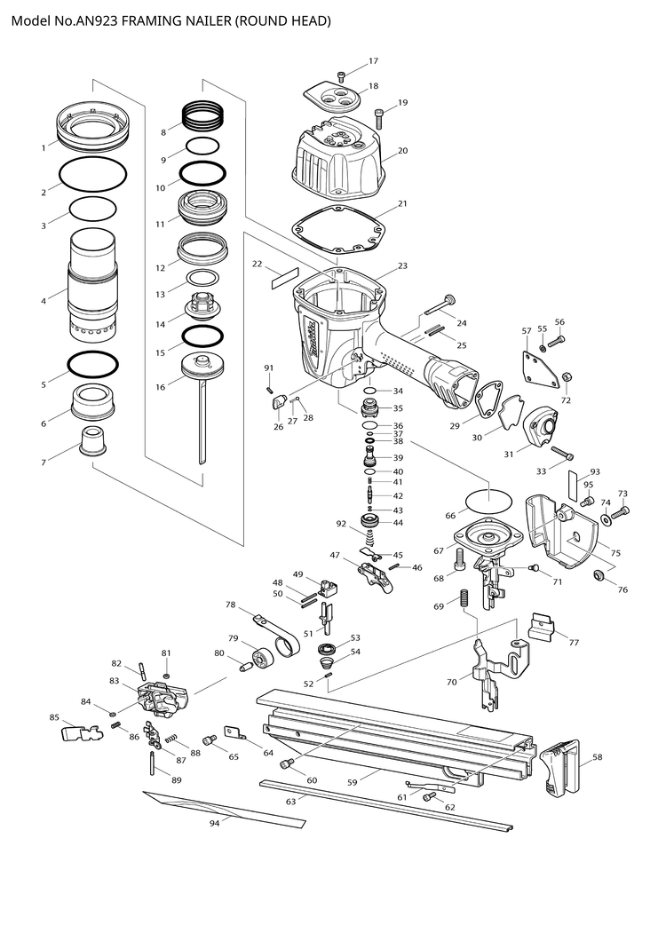 Makita AN923 — сборочный чертёж, лист 1, деталь 419356-4 поз. 030