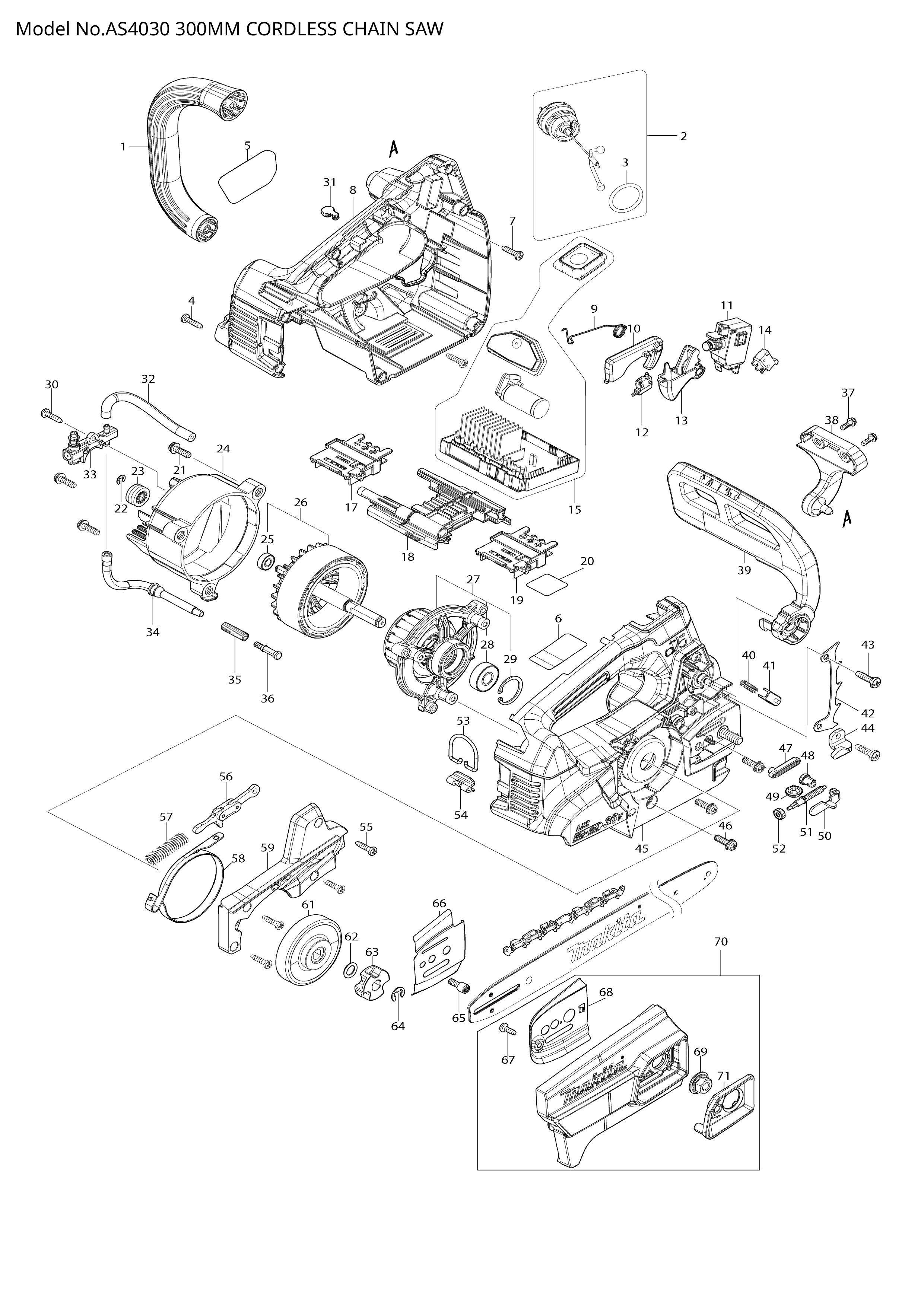 Makita AS4030 — сборочный чертёж, лист 1, деталь 347533-7 поз. 066