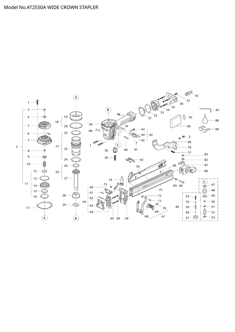 Makita AT2550A — сборочный чертёж, лист 1, деталь K0700-5121 поз. 067