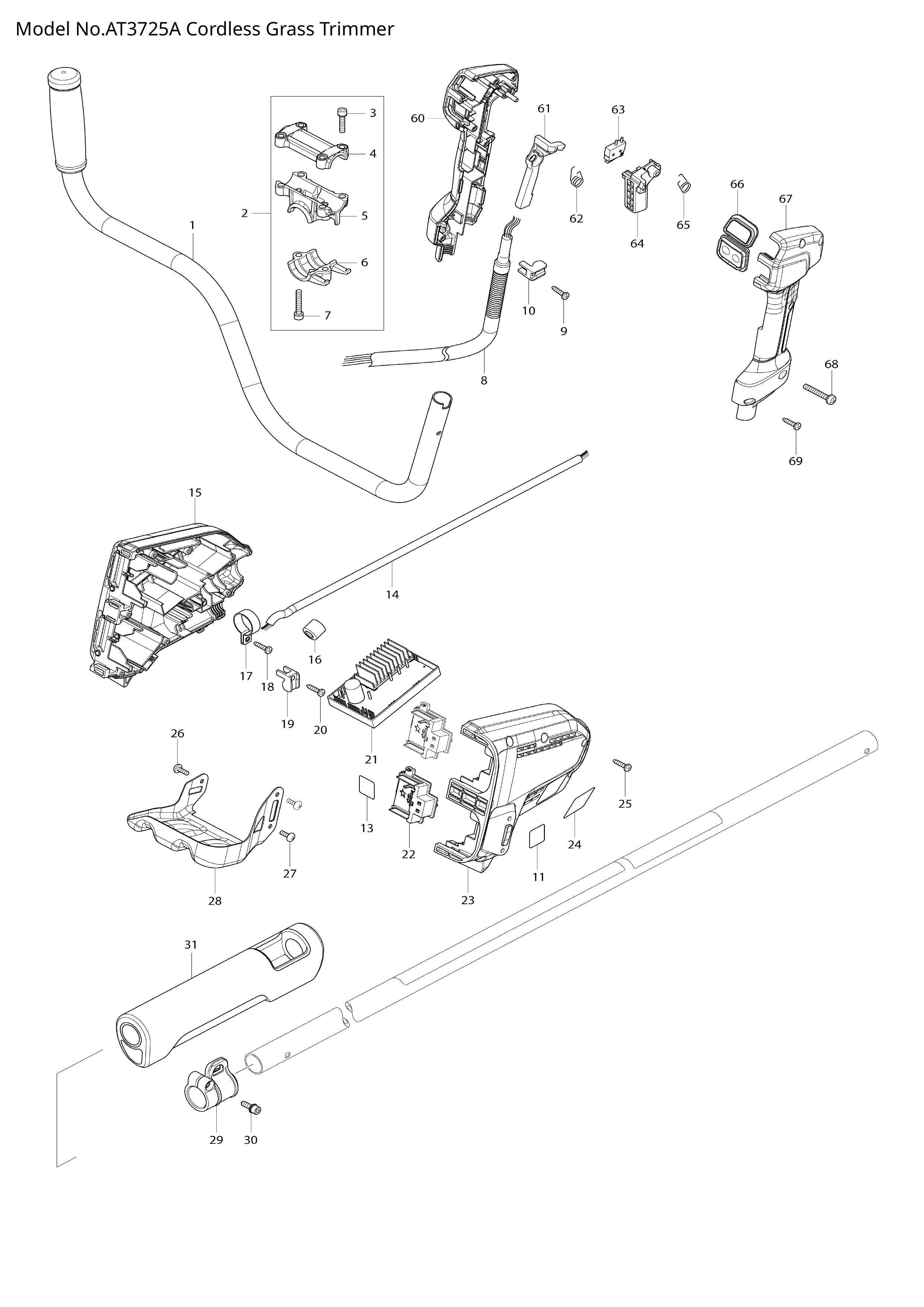 Makita AT3725A — сборочный чертёж, лист 1, деталь 620562-8 поз. 039