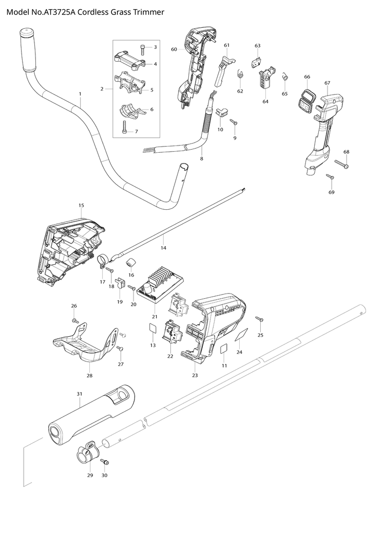 Makita AT3725A — сборочный чертёж, лист 1, деталь 620562-8 поз. 039