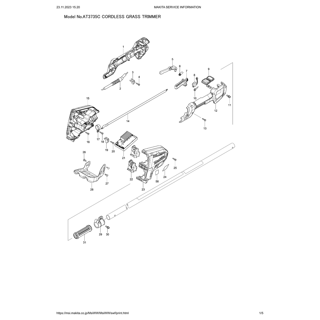 Makita AT3735C — сборочный чертёж, лист 1, деталь 144367-7 поз. 021-1