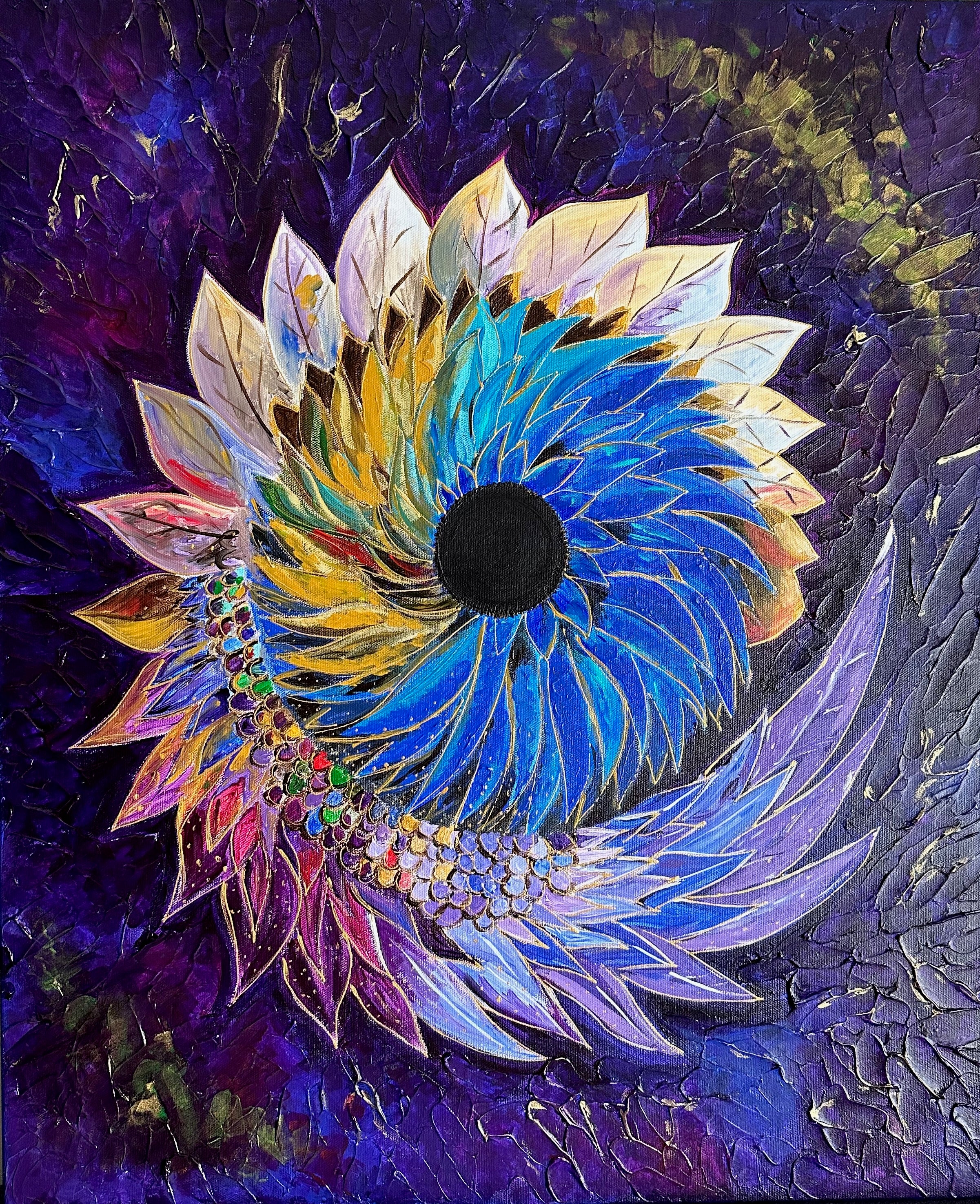 Embrace your shadow side, Eye, spiral, sacred geometry energy painting