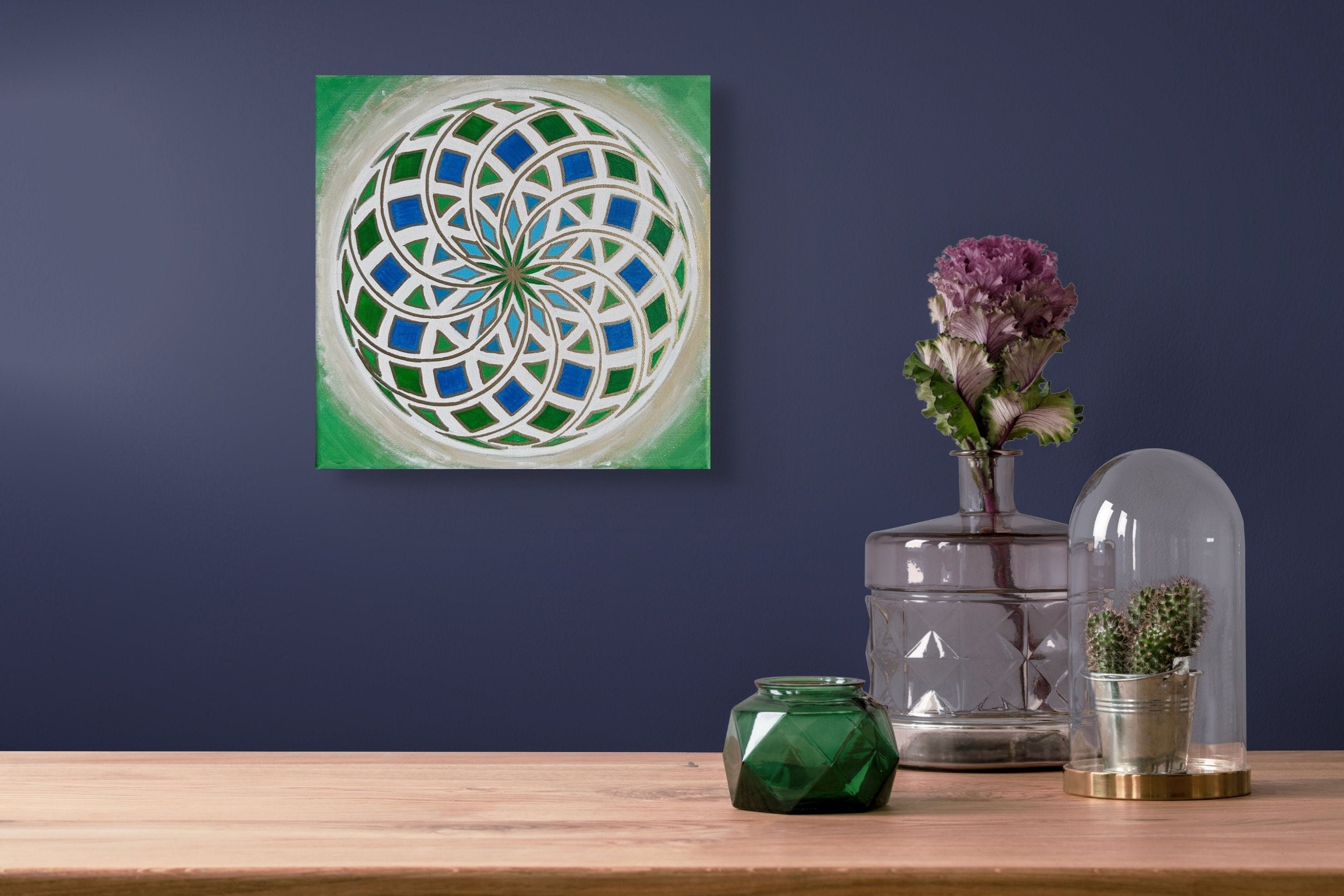 Acrylic Torus Energy Painting, Mandala, Sacred Geometry