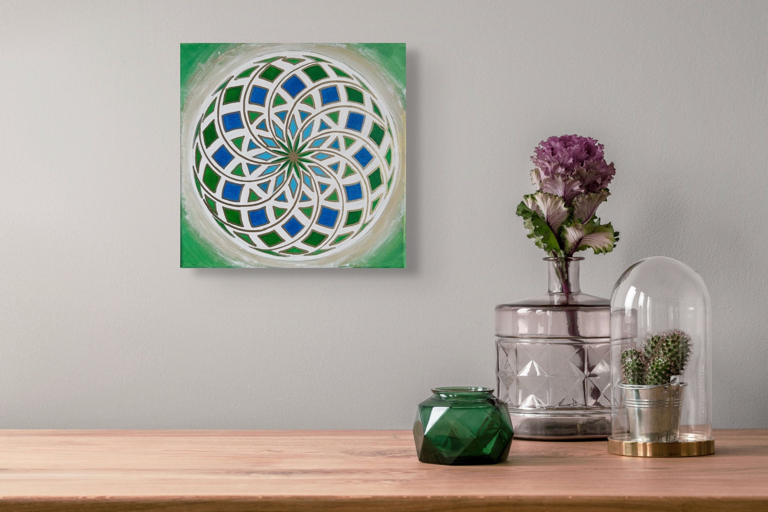 Acrylic Torus Energy Painting, Mandala, Sacred Geometry