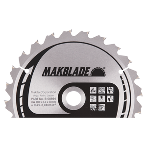 Makita B-08894 Saw Blade 190 X 20 X 2,2MM 24T 5° MAKBLADE LS0714