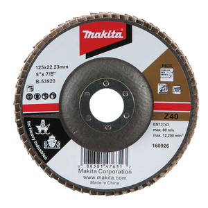 Makita B-53920 FLAP DISC FOR HEAVY DUTY 125MMX22,23MM Z40