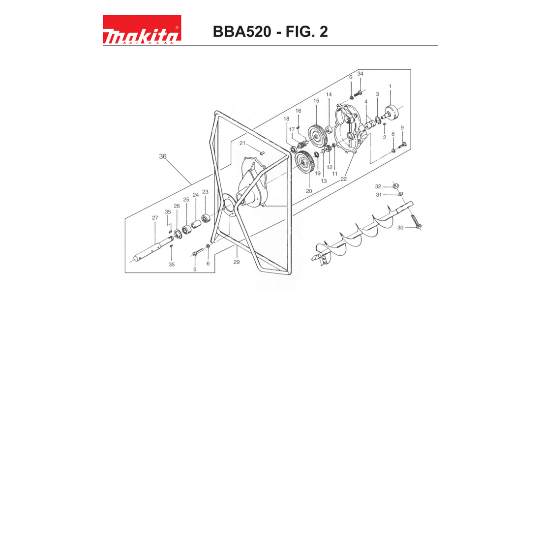 Makita BBA520 — сборочный чертёж, лист 3, деталь BB331480 поз. 45