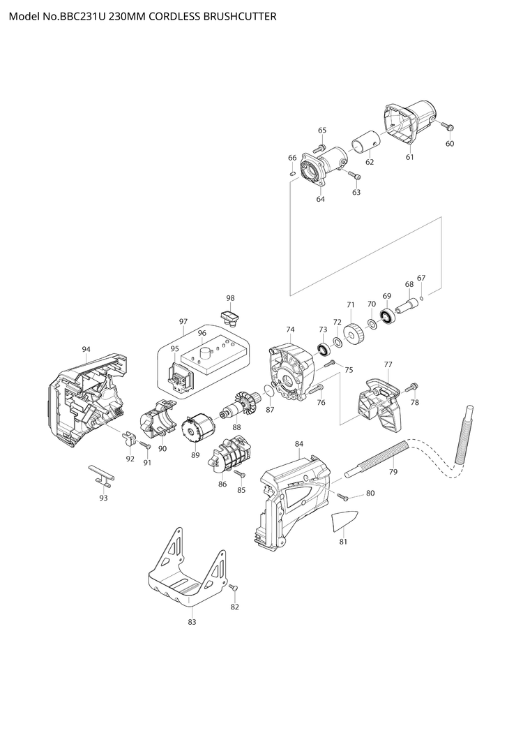 Makita BBC231U — сборочный чертёж, лист 2, деталь 650629-8 поз. 013