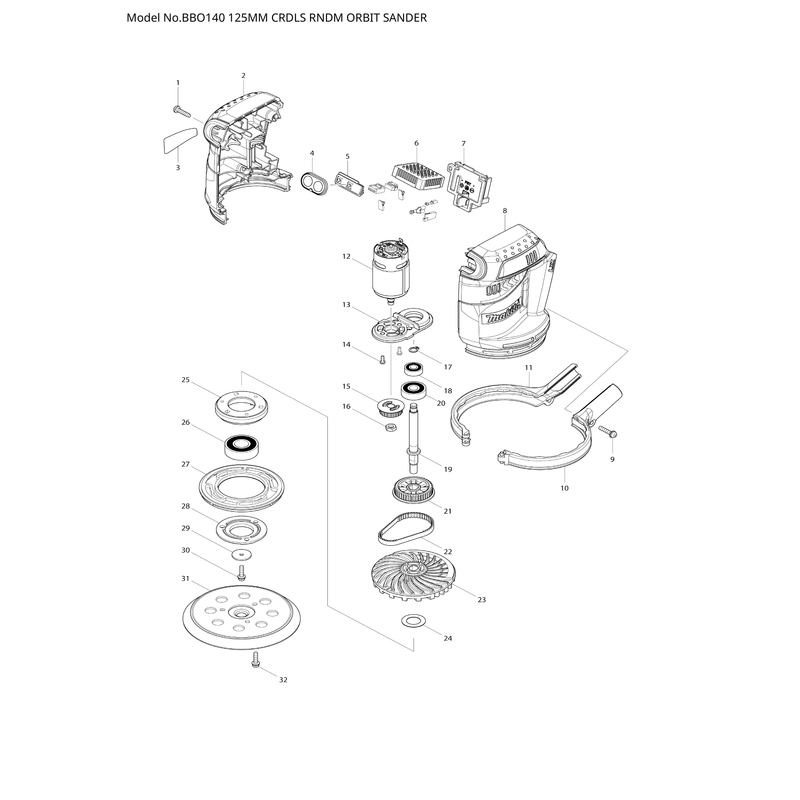 Makita BBO140 — сборочный чертёж, лист 1, деталь 629950-6 поз. 012