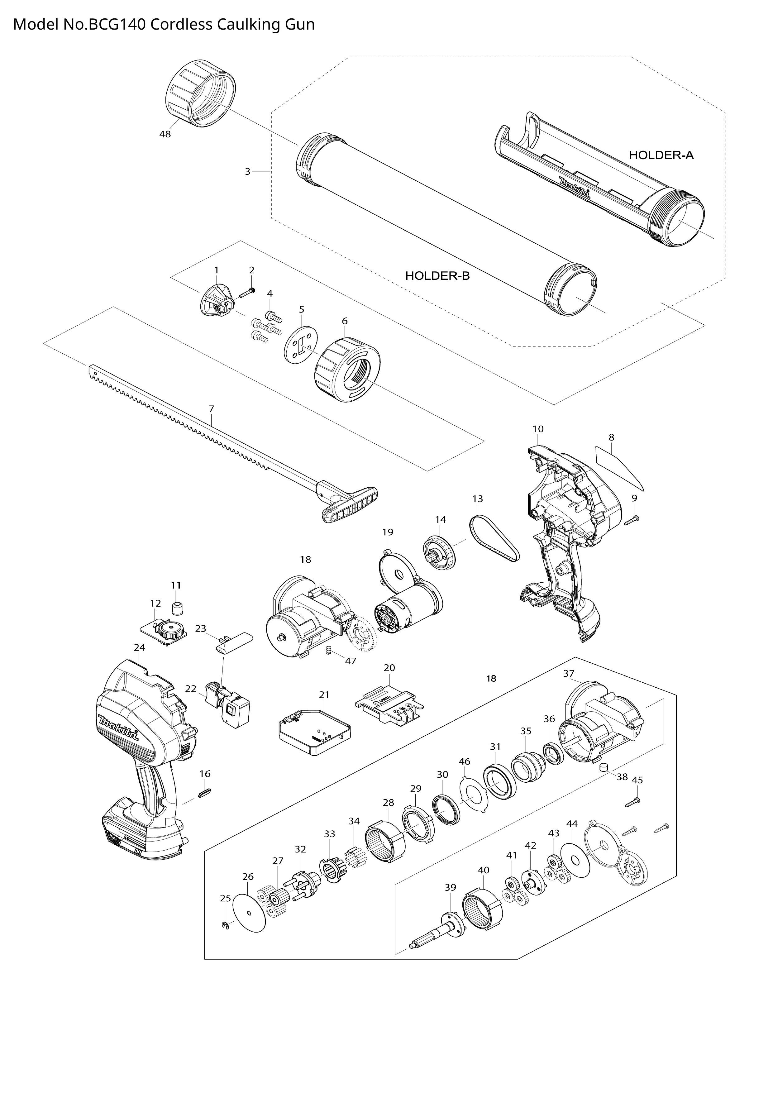 Makita BCG140 — сборочный чертёж, лист 1, деталь 632A60-6 поз. 021