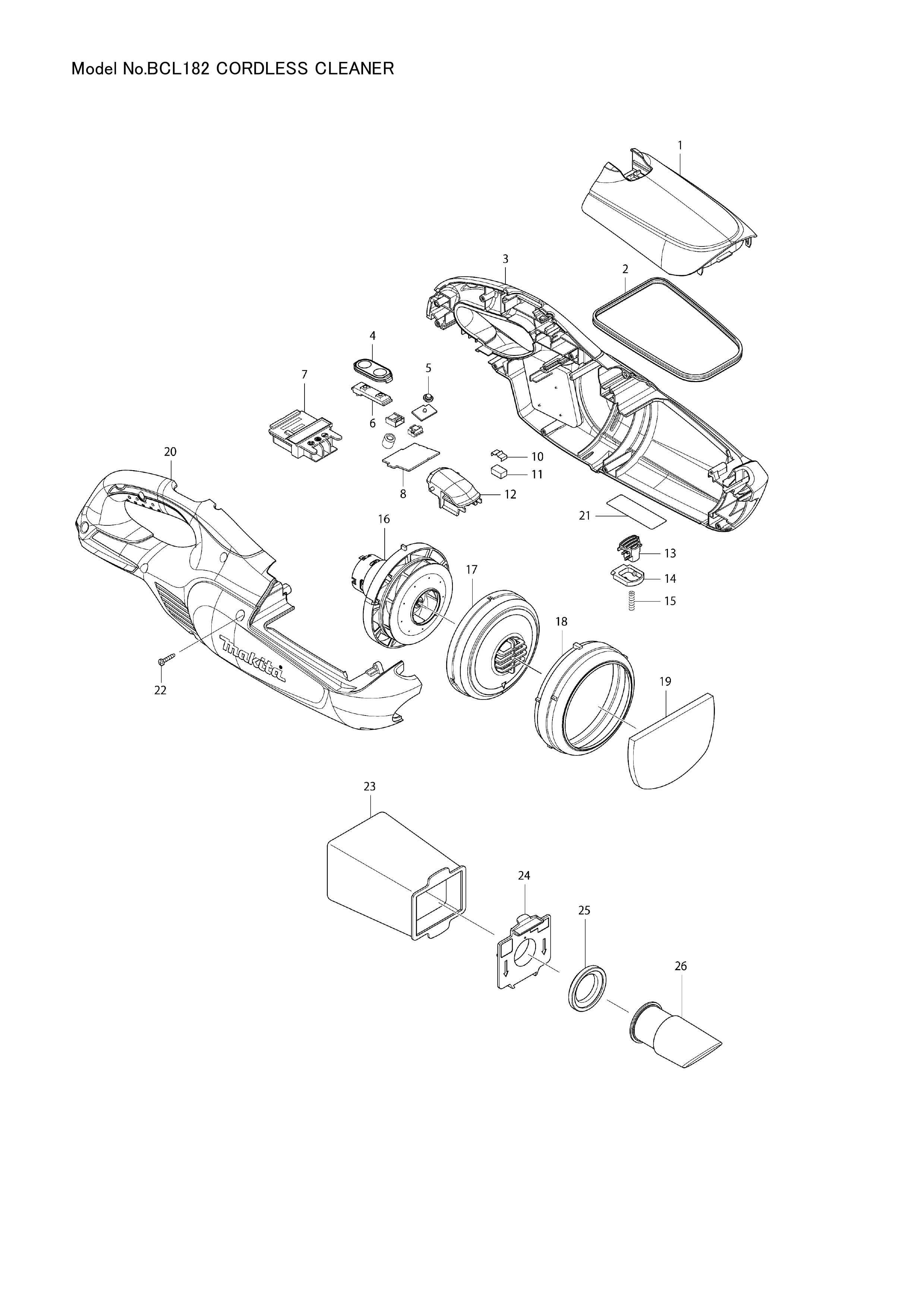 Makita BCL182 — сборочный чертёж, лист 1, деталь 632H41-2 поз. 008-2