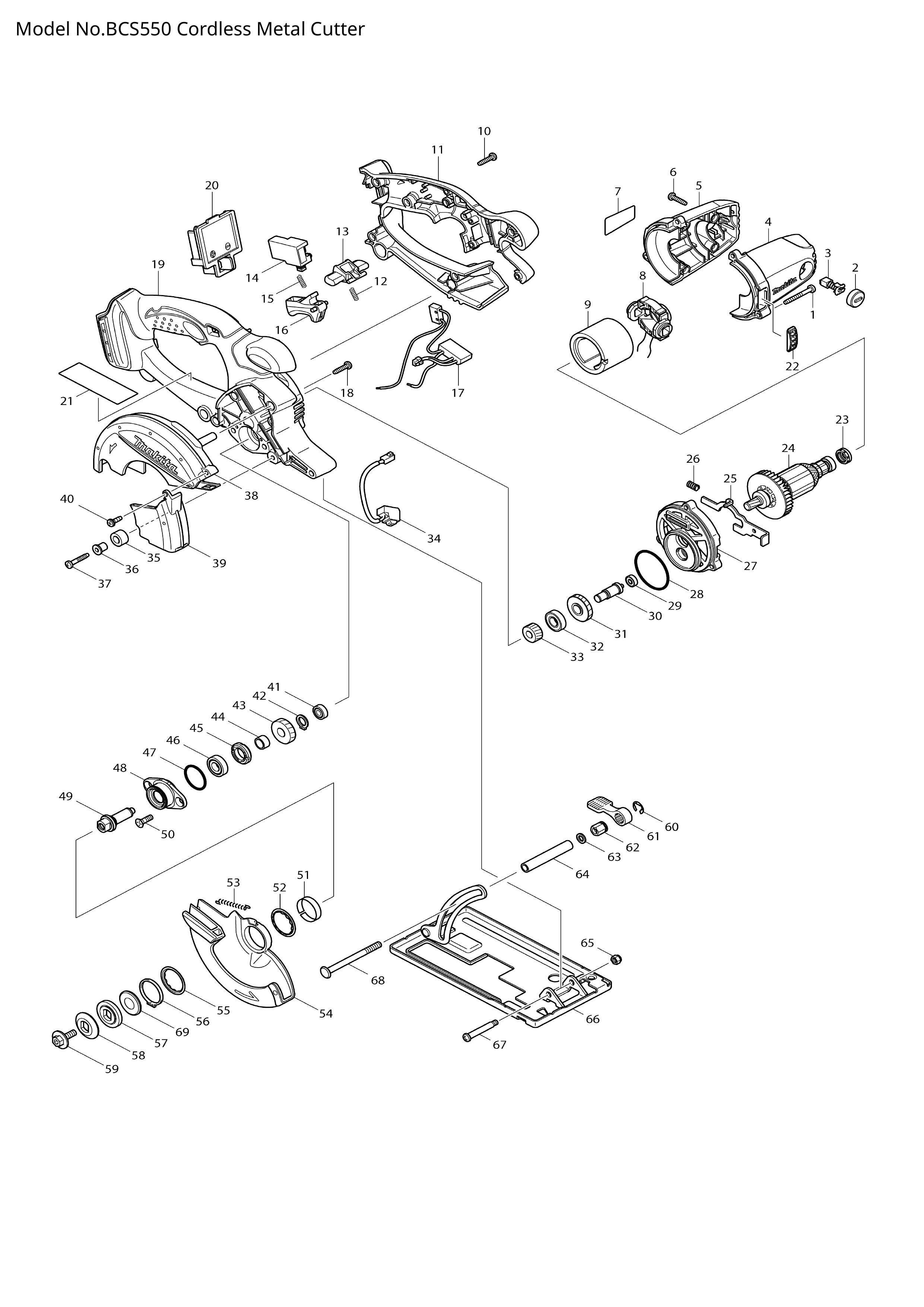 Makita BCS550 — сборочный чертёж, лист 1, деталь 419663-5 поз. 039