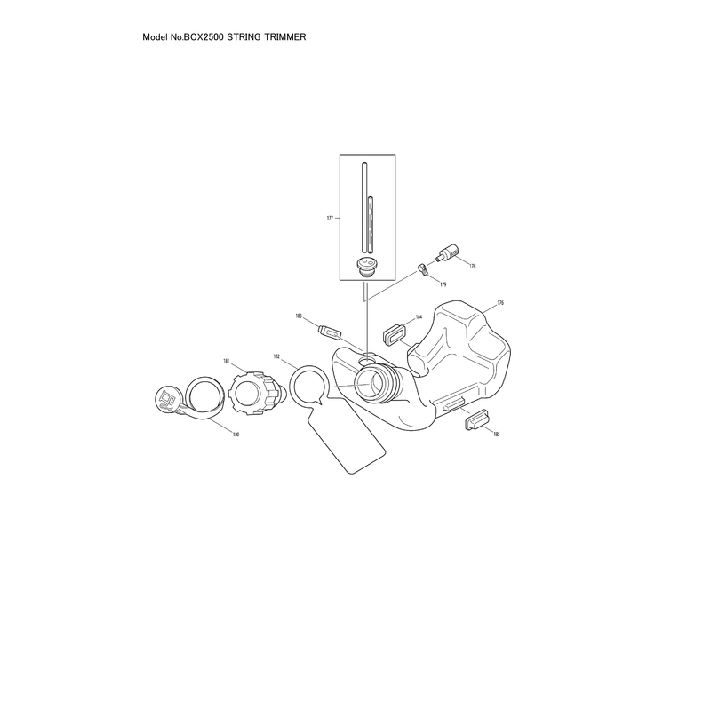 Makita BCX2500 — сборочный чертёж, лист 8, деталь 5927001010 поз. 186