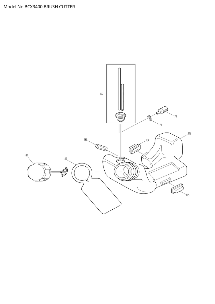 Makita BCX3400 — сборочный чертёж, лист 8, деталь 5937001011 поз. 186-1