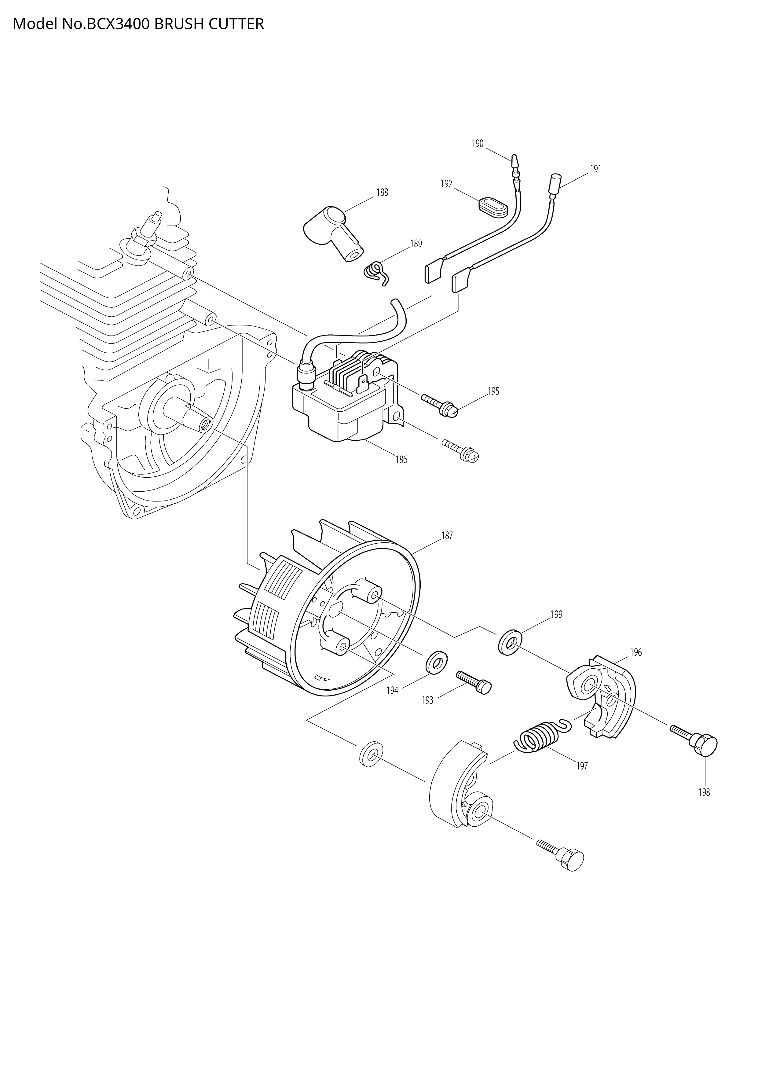 Makita BCX3400 — сборочный чертёж, лист 9, деталь 5937001011 поз. 186-1
