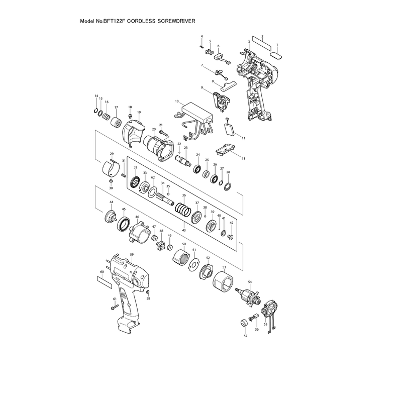 Makita BFT122F — сборочный чертёж, лист 1, деталь 638900-0 поз. 010-1