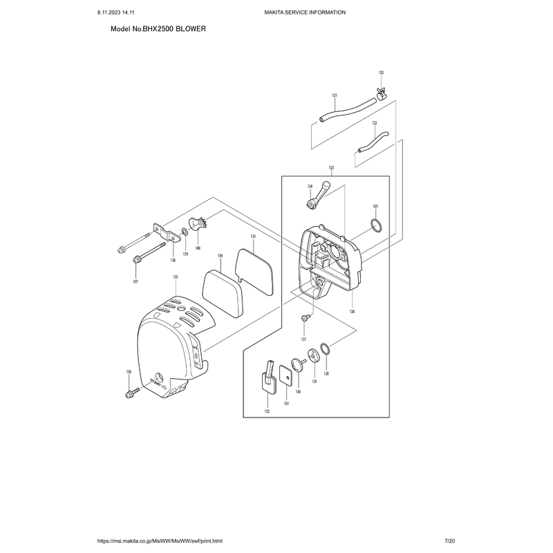 Makita BHX2500 — сборочный чертёж, лист 7, деталь 326027-5 поз. 117-2