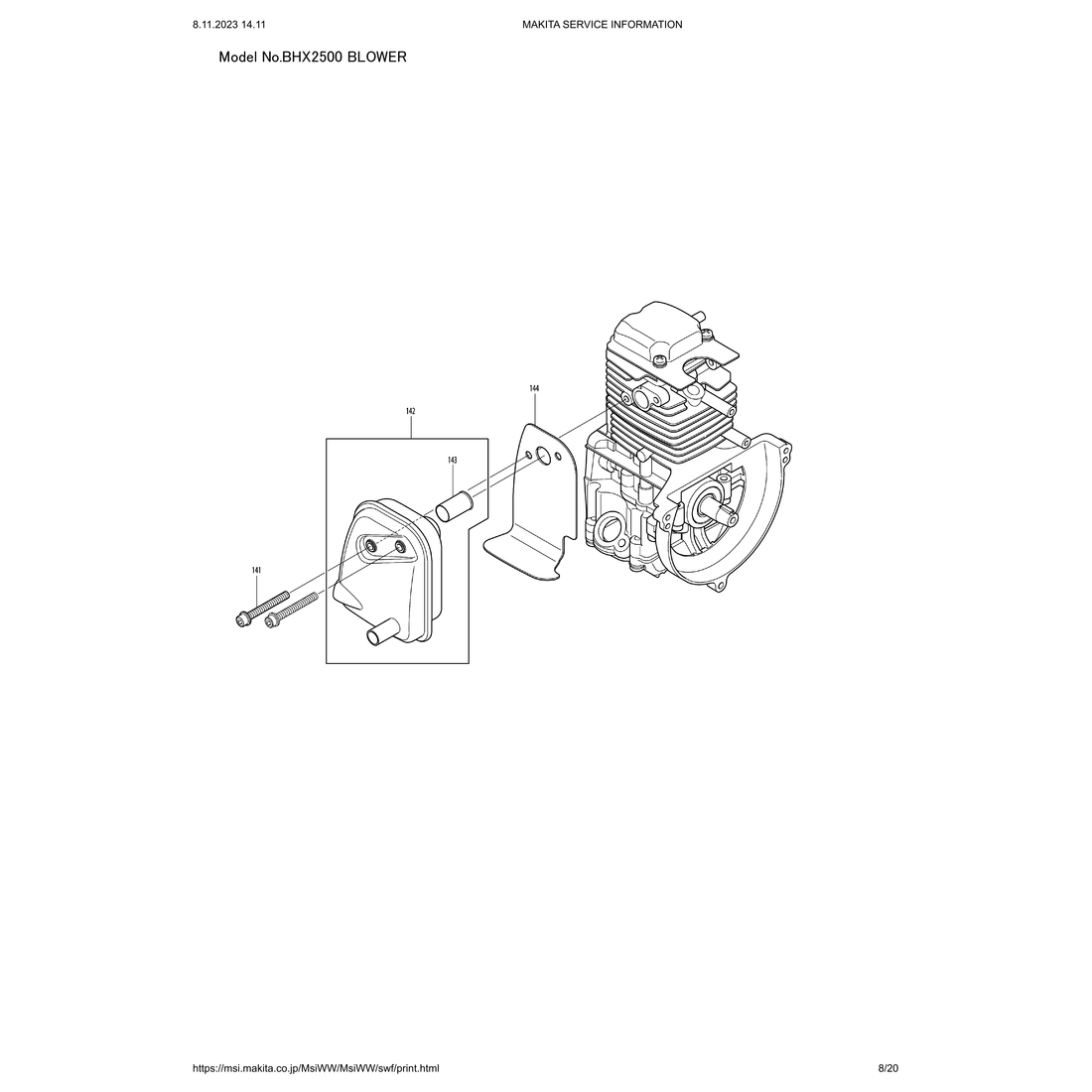 Makita BHX2500 — сборочный чертёж, лист 8, деталь 326027-5 поз. 117-2