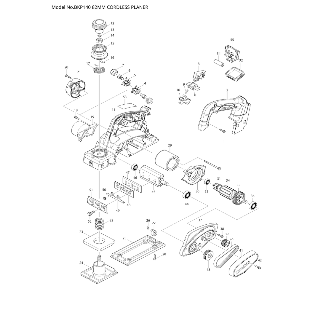 Makita BKP140 — сборочный чертёж, лист 1, деталь 519273-9 поз. 034