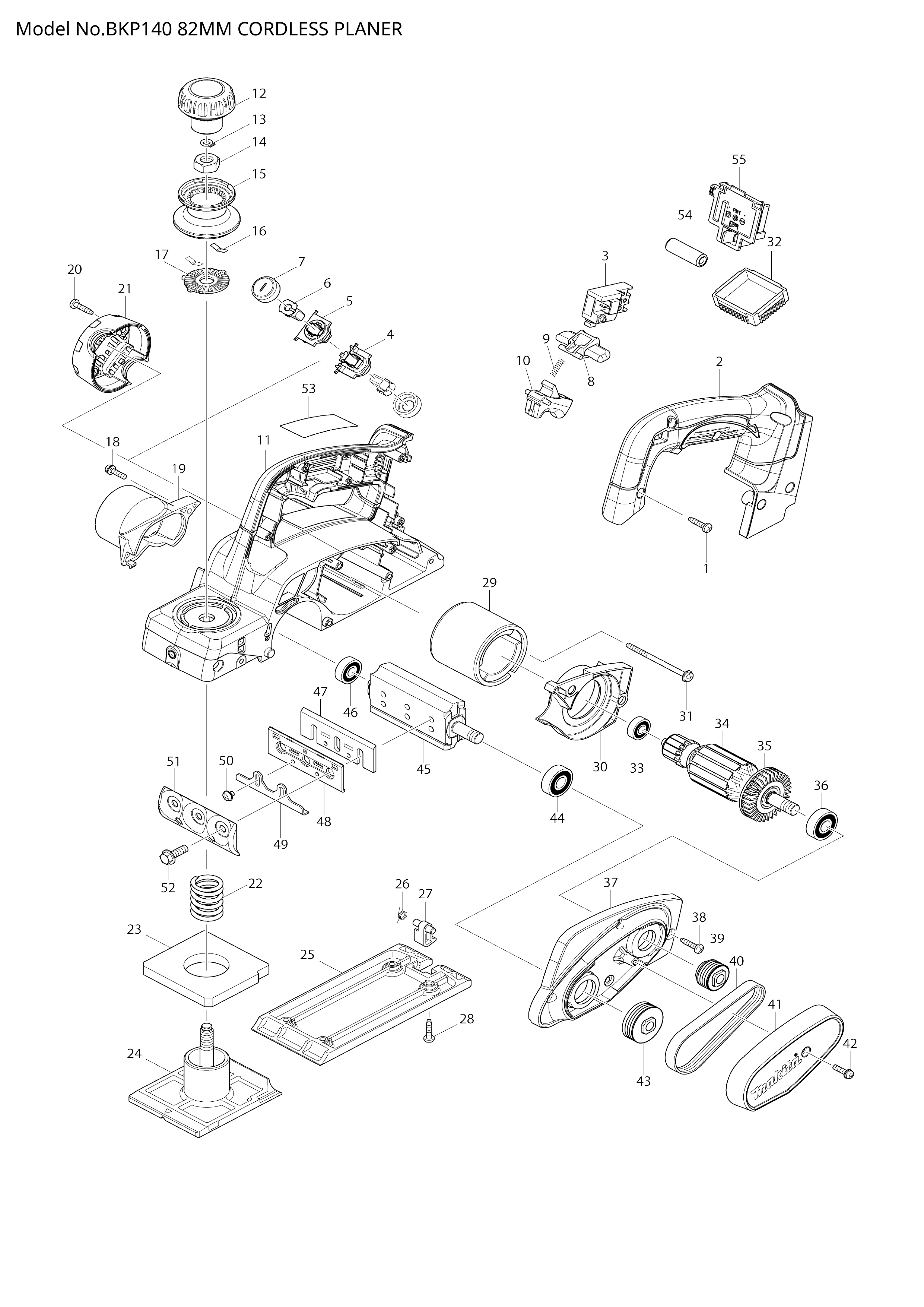 Makita BKP140 — сборочный чертёж, лист 1, деталь 620G74-3 поз. 032-2