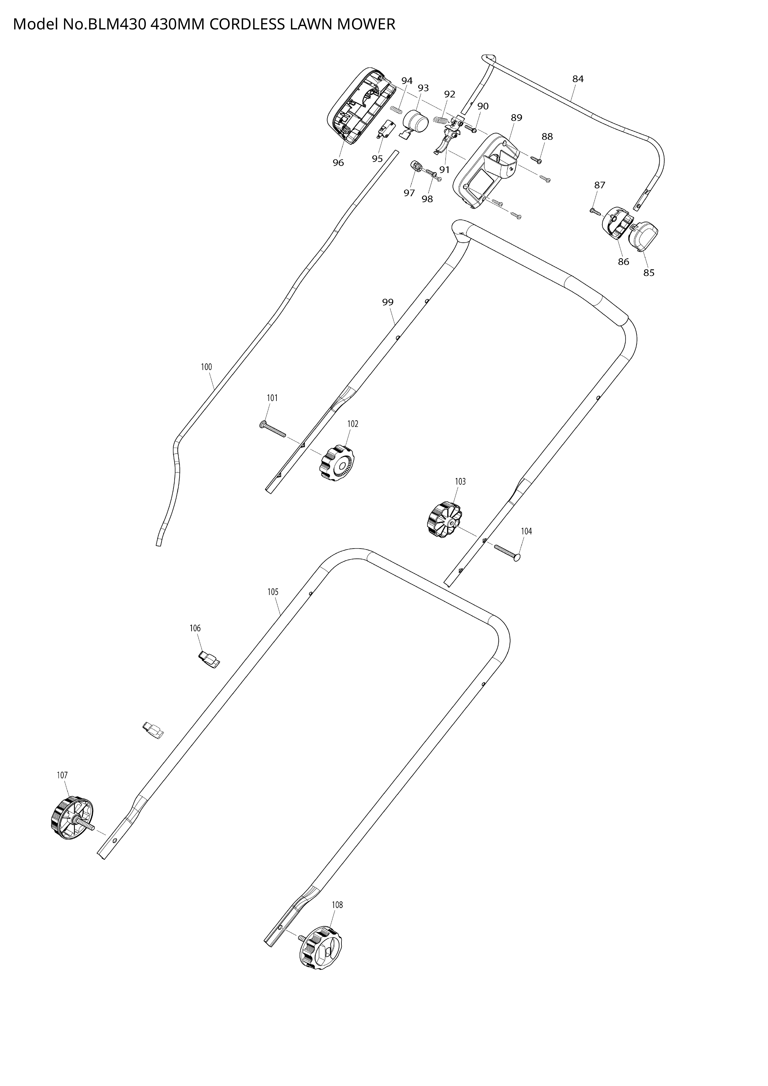 Makita BLM430 — сборочный чертёж, лист 3, деталь 650681-6 поз. 095