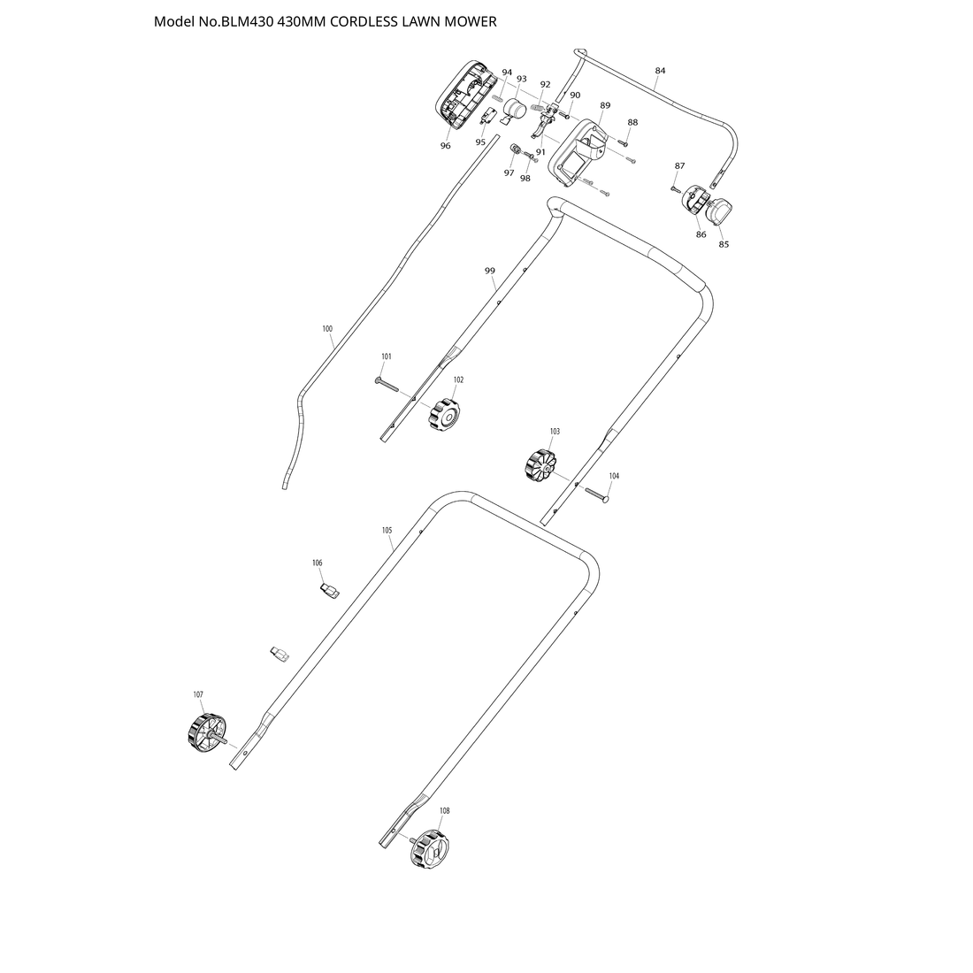 Makita BLM430 — сборочный чертёж, лист 3, деталь 650681-6 поз. 095