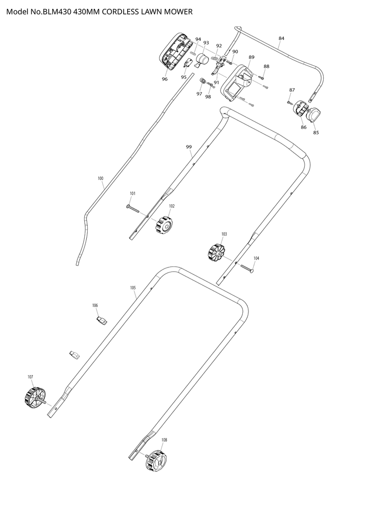 Makita BLM430 — сборочный чертёж, лист 3, деталь 650681-6 поз. 095