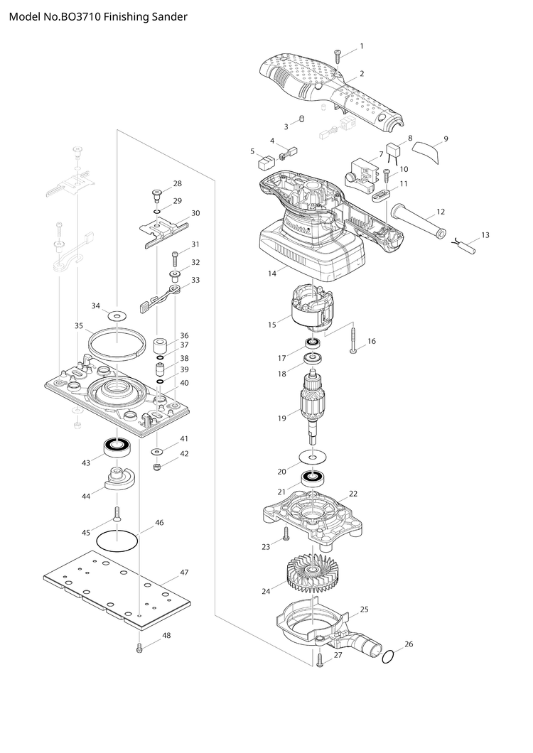Makita BO3710 — сборочный чертёж, лист 1, деталь 168557-8 поз. C10