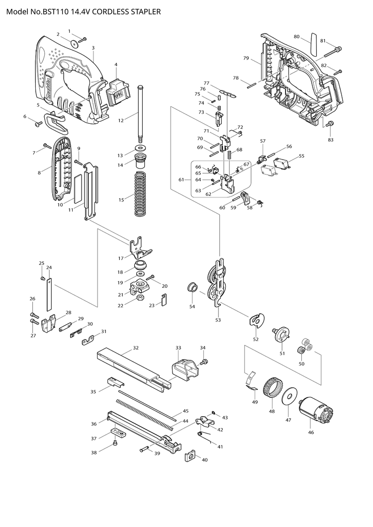 Makita BST110 — сборочный чертёж, лист 1, деталь 629848-7 поз. 046