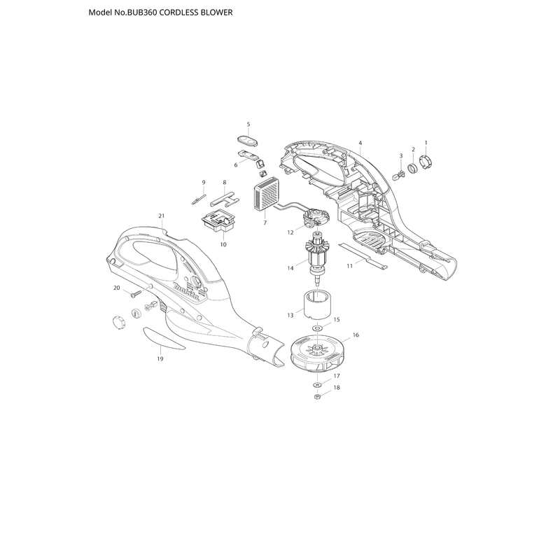 Makita BUB360 — сборочный чертёж, лист 1, деталь 631975-8 поз. 007A