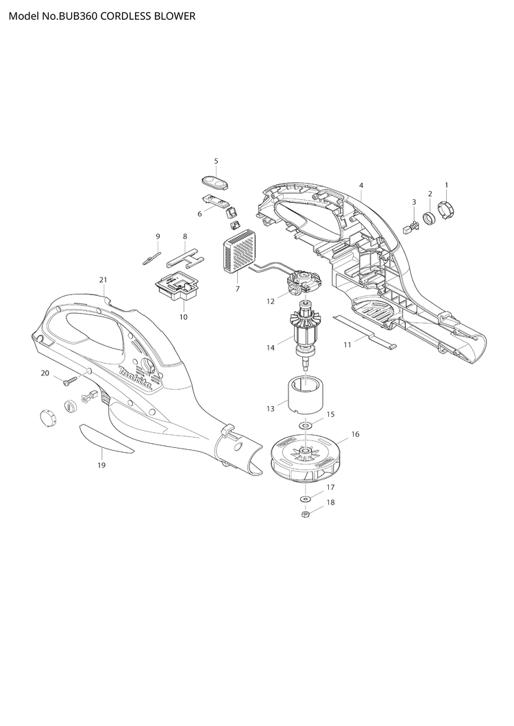 Makita BUB360 — сборочный чертёж, лист 1, деталь 620050-5 поз. 007-1