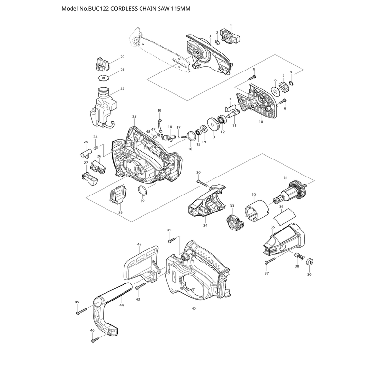 Makita BUC122 — сборочный чертёж, лист 1, деталь 620265-4 поз. E01-1