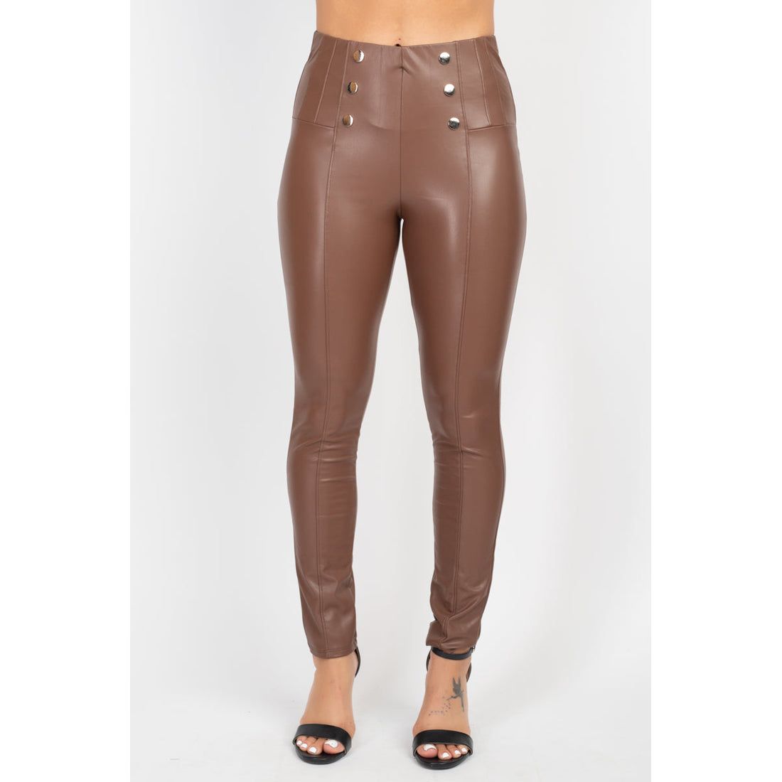Button-detailed Skinny Pants