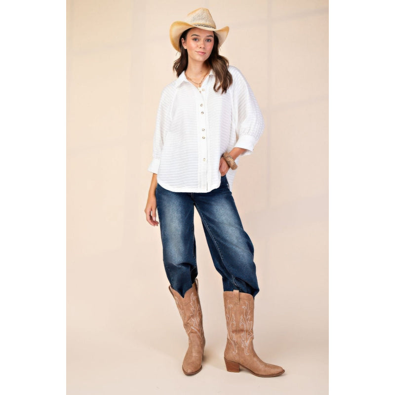 Button down textured woven shirt