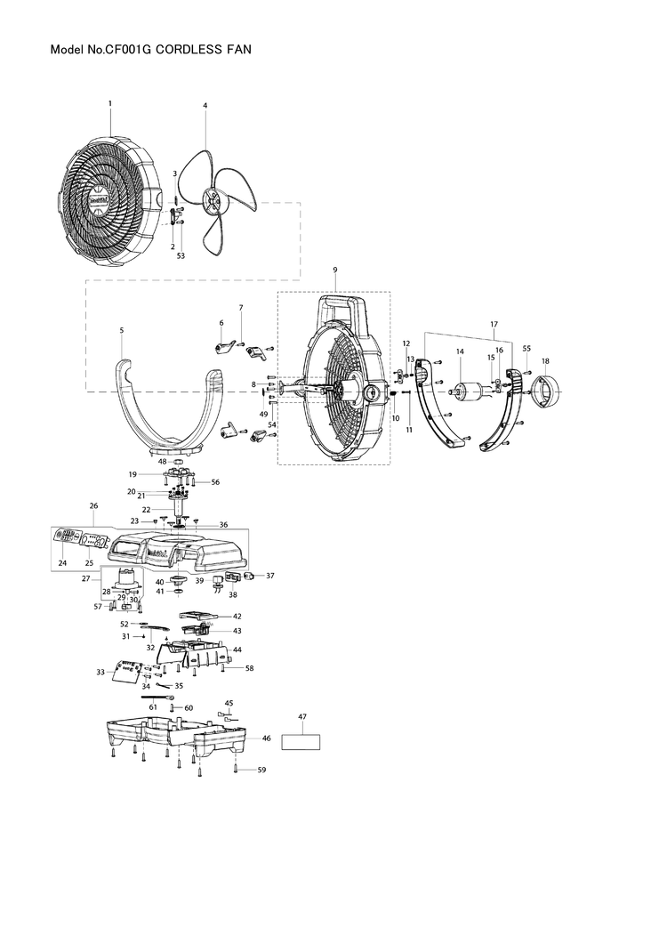 Makita CF001G — сборочный чертёж, лист 1, деталь TE00000452 поз. 043
