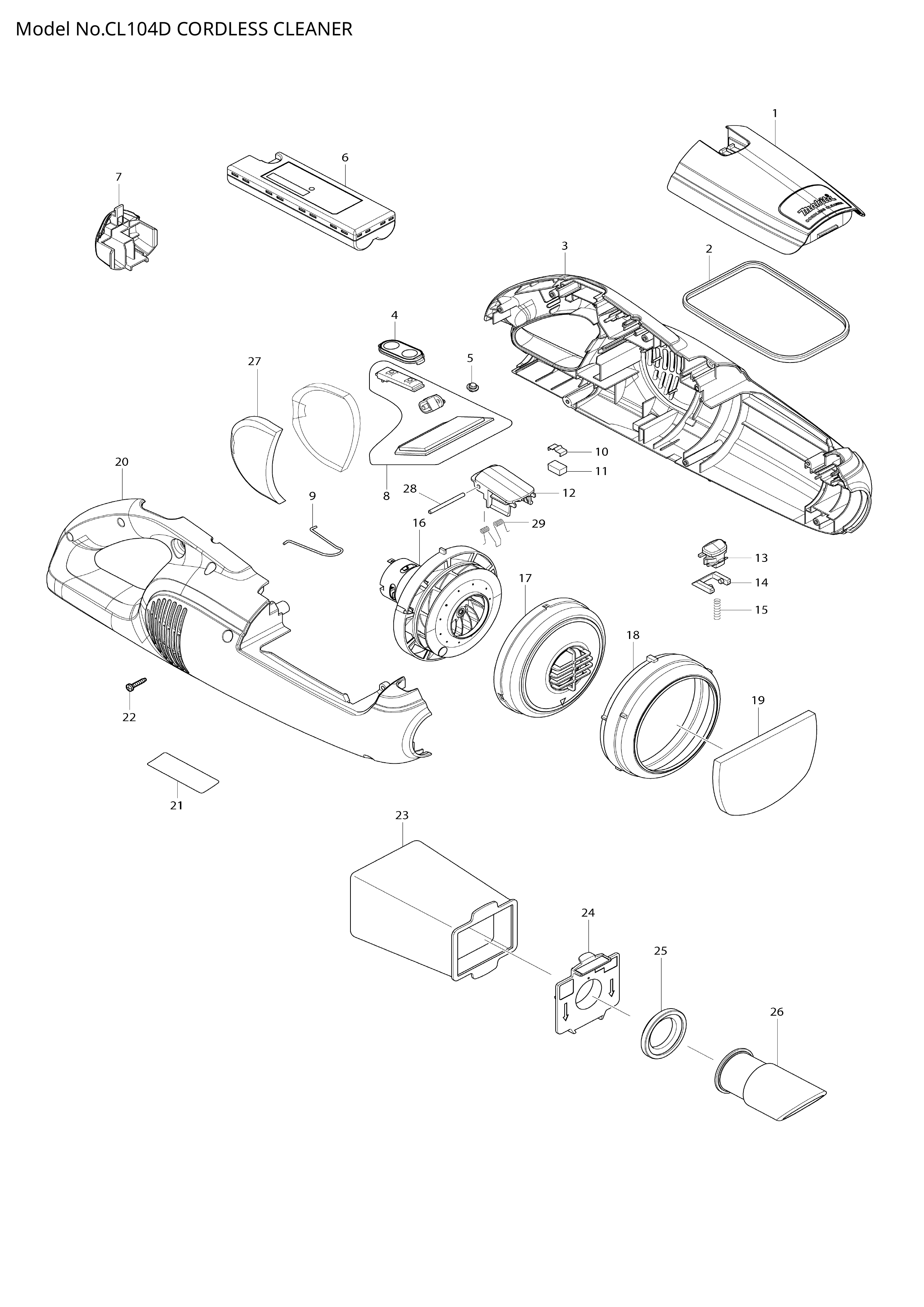 Makita CL104D — сборочный чертёж, лист 1, деталь 620175-5 поз. 008