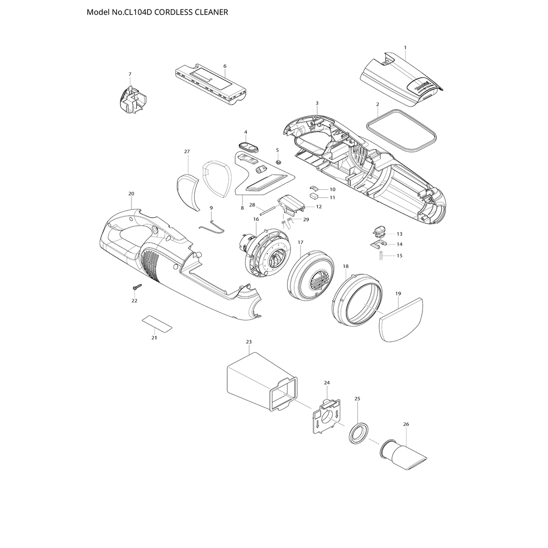 Makita CL104D — сборочный чертёж, лист 1, деталь 620175-5 поз. 008