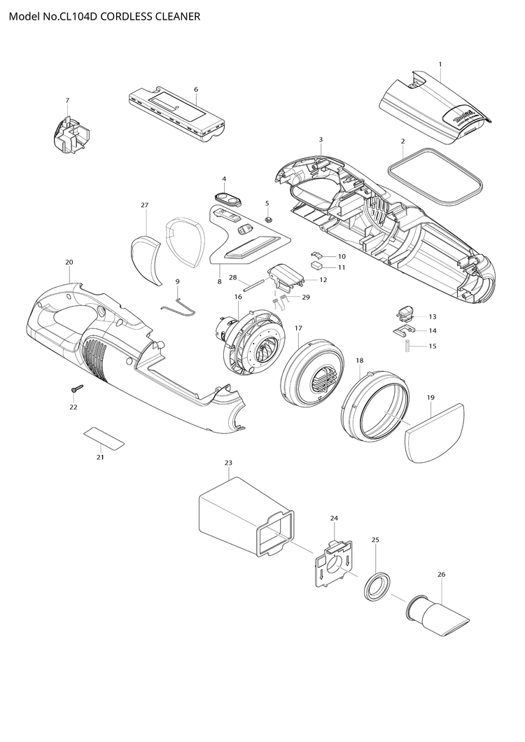 Makita CL104D — сборочный чертёж, лист 1, деталь 620175-5 поз. 008